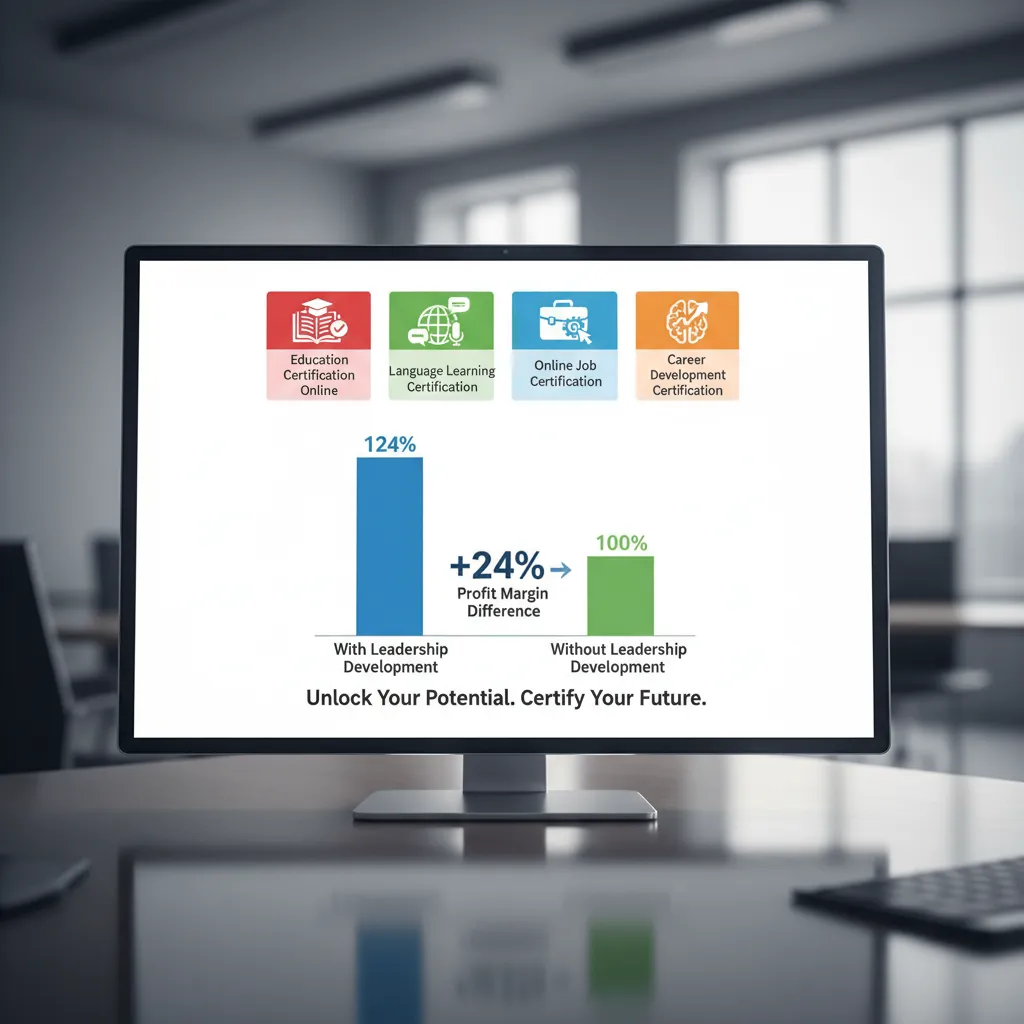 A bar chart comparing the profit margins of companies with leadership development programs versus those without, highlighting the 24% difference