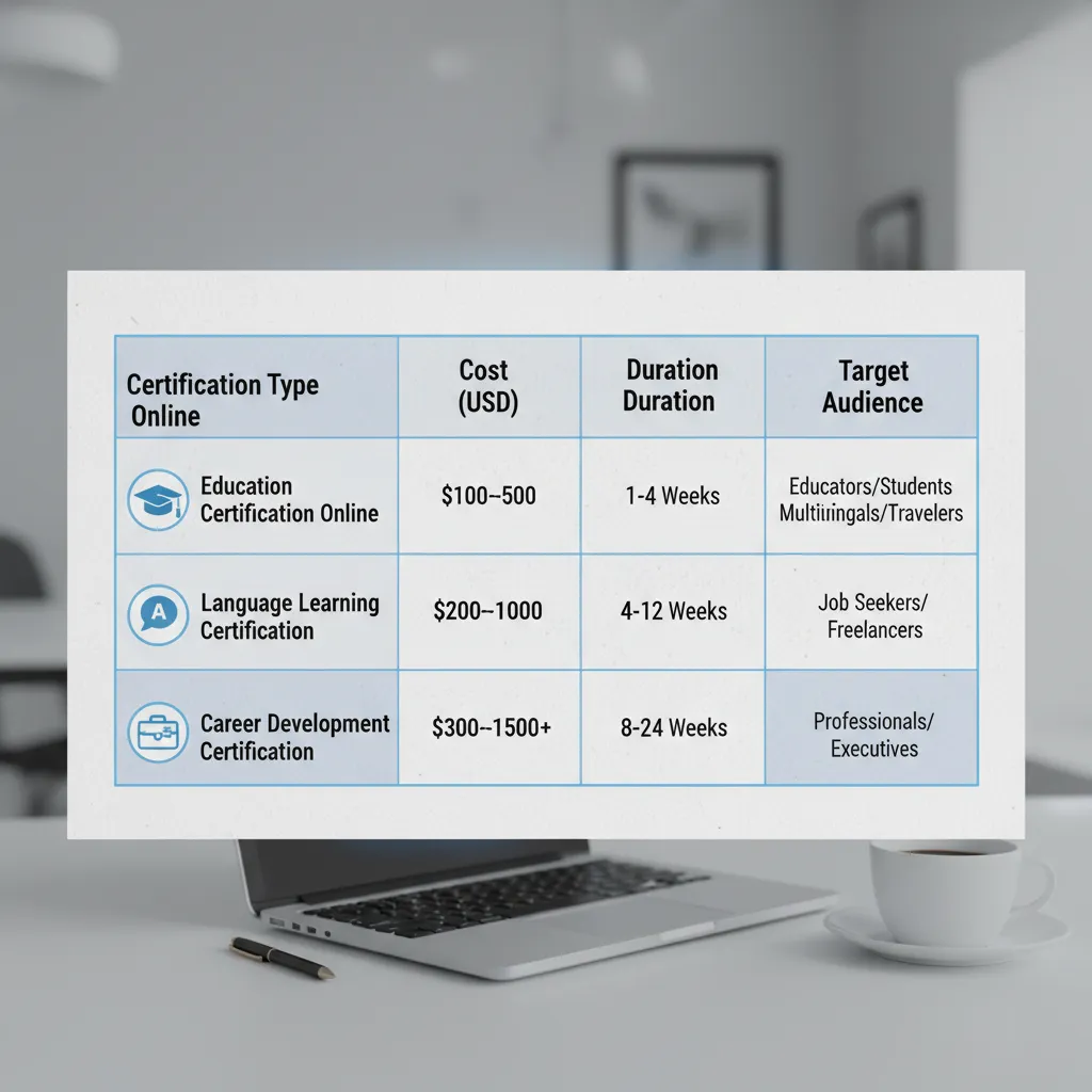A side-by-side comparison table graphic of the top 4 certifications, highlighting cost, duration, and target audience (e.g., Tactical vs. Executive).