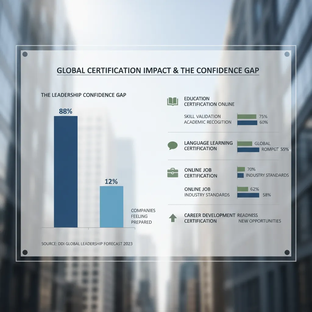 A bar graph visualizing the "Confidence Gap," comparing the 88% of companies lacking leadership confidence versus the 12% that feel prepared, sourced from DDI data.