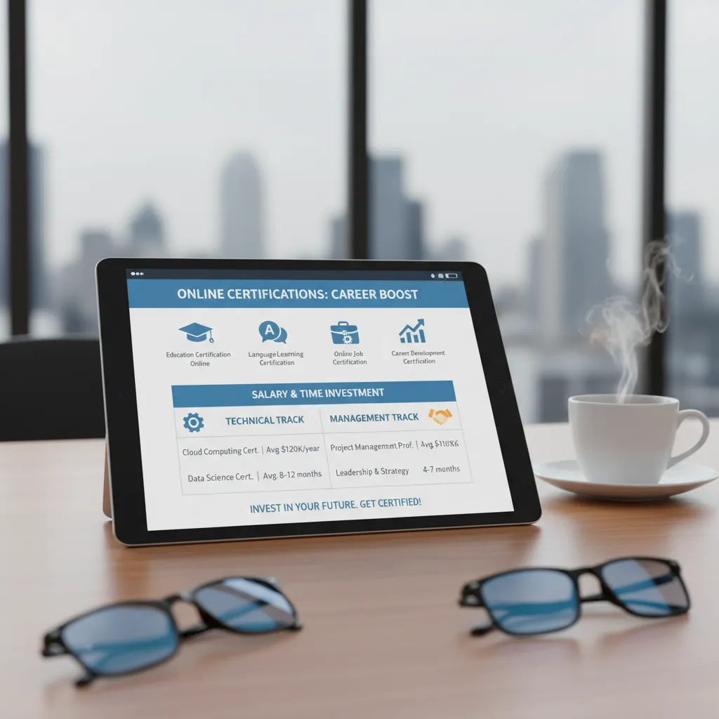 Comparative table visual showing 'Technical Track' vs 'Management Track' salaries and time investment
