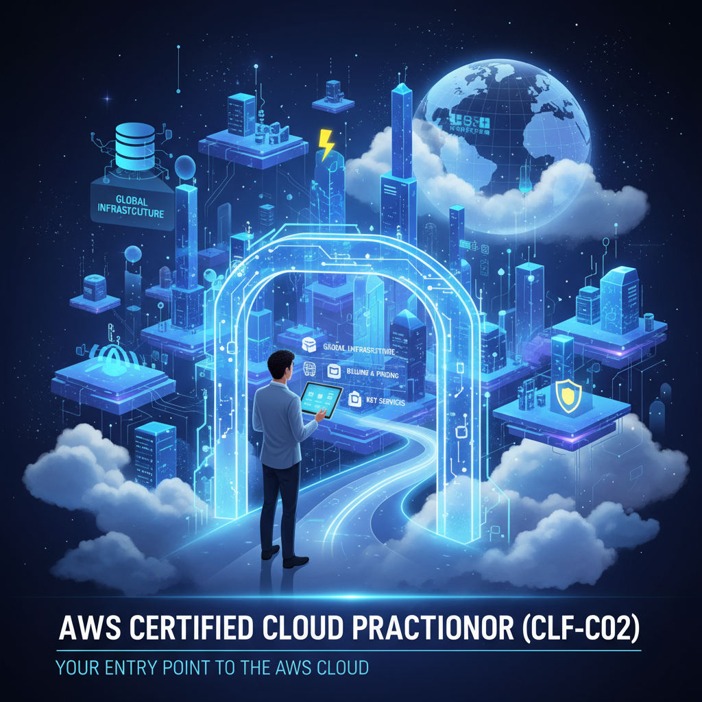 detailed visual description relevant to What is the AWS Certified Cloud Practitioner? (Exam CLF-C02)